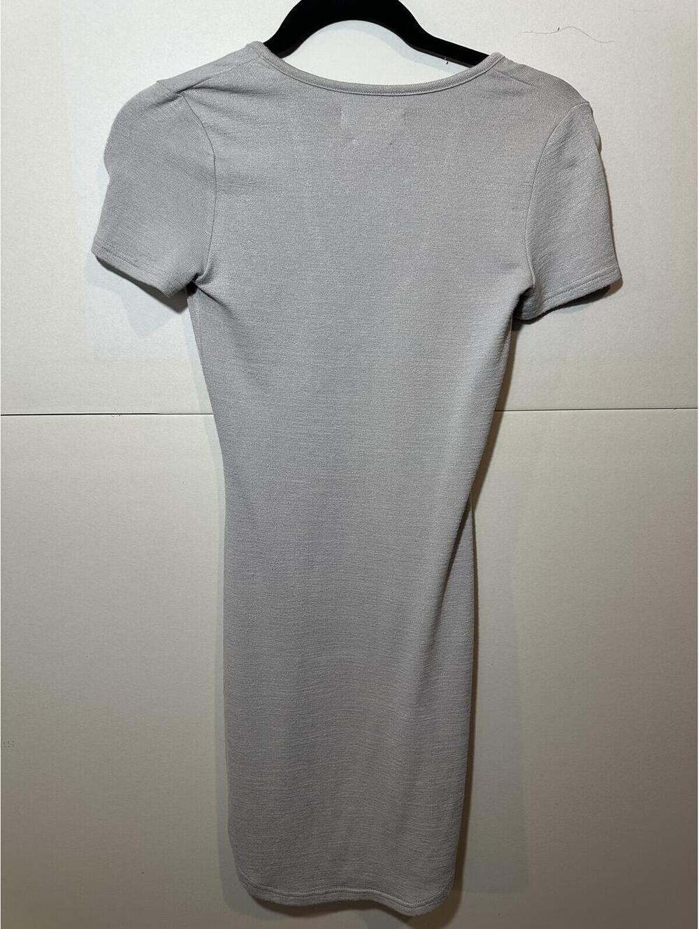 Aritzia TNA Golden Bodycon Mini Dress XS Gray Short Sleeve Stretch Knit - Picture 3 of 8